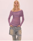 One-shoulder Cold-shoulder Woolen Knit T-shirt Slim Fit