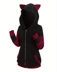 Women’s Thickened Cat Ear Zipper Hoodie – Playful Comfort Meets Cozy Streetwear