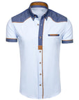 Men’s Professional Plus-Size Short-Sleeve Shirt – British Style Slim-Fit Color-Matching Design