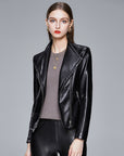 Veste en cuir véritable slim pour femme