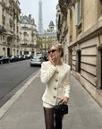 Women's White Suit Set – Elegant Jacket & Short (Polyester) – Daily Office & Casual Wear