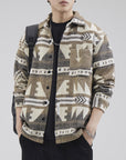 🧥 Men’s Heavy Wool Plaid Shirt Jacket – Thickened Linen-Blend (Dark Coffee/Khaki, Loose Fit)