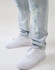 🔥 Men's High Street Ripped Jeans – Light Blue Straight Leg Vintage Denim