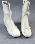 Women's Ballet-Inspired White Booties - Chunky Heel Side-Zip Ankle Boots (Sizes 35-39)