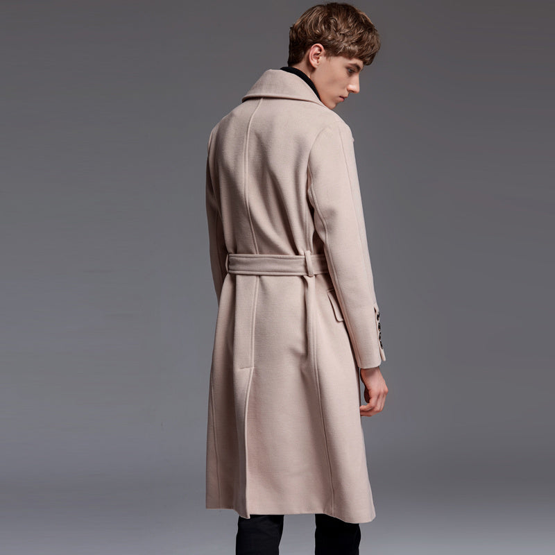 Men’s Extra-Long Sweater Coat with Belt – Refined Winter Statement