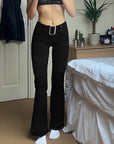 Women's Classic Black Cotton Pants - Comfortable Everyday Bottoms (Sizes S-L)