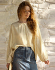 Women’s Loose Cotton-Linen Long Sleeve Blouse – Round Neck Casual Style