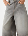 Women’s Low Waist Loose Denim Cropped Pants - Polyester Wide Leg Trousers (XS-3XL, Blue/Grey/Light Blue/Black) Casual Streetwear