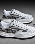 Women's Zebra Print Platform Sneakers - Couple Heelless Chunky Shoes (3-5cm Mid Heel, 8 Colors, EU 36-44) Breathable Canvas & Leather