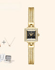 Women Luxury Square Quartz Watch – Central European Retro Style Alloy Bracelet Wristwatch with 30M Waterproof