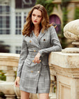 Robe de bureau à carreaux sur mesure pour femme