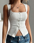 Slim-fit Buttoned Split Vest Sling Women's Top