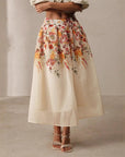 Women’s Gorgeous Elegant Bamboo Digital Printed Skirt – A-Line Mid-Length Style