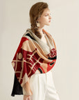Women’s Wool Plaid Scarf - 60x190cm Rectangle Tartan Wrap (Winter Fashion Accessory, Soft & Warm)
