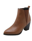 Damen-Stiefeletten mit Blockabsatz 👢 | 10 cm Schafthöhe 📏 | Schwarz/Gelbes PU-Leder ⚫🟡 (7 cm Plateau • Gummisohle)