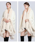 Rex Rabbit Fur Collar Shawl – Imitation Cashmere Cardigan