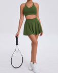Women’s Casual Bra Skirt Running Outfit – Breathable Tennis & Fitness Two-Piece Set