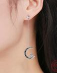 Tassel Moon Earrings - 925 Sterling Silver with Zircon Accents