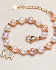 Women’s High-Grade 14K Gold-Plated Pearl Bracelet – Auspicious Elephant Design