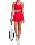 Women’s Casual Bra Skirt Running Outfit – Breathable Tennis & Fitness Two-Piece Set
