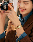 Women Luxury Square Quartz Watch – Central European Retro Style Alloy Bracelet Wristwatch with 30M Waterproof
