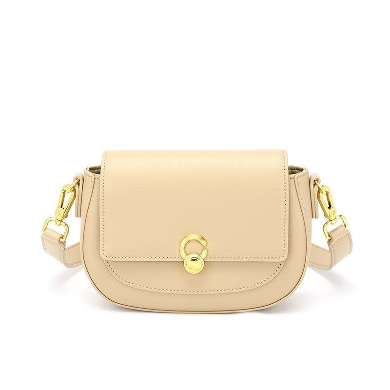 Women’s Two-Layer Cowhide Shoulder Bag – Shell-Shaped Genuine Leather Handbag