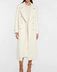 🧥 Women’s Elegant Lapel Double-Breasted Mid-Length White Coat