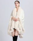Rex Rabbit Fur Collar Shawl – Imitation Cashmere Cardigan
