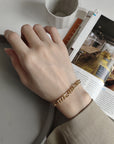 Bracelet géométrique pour femme en or 18 carats/or blanc – Bijoux minimalistes de luxe