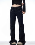 Women’s High-Waist Skinny Jeans – Stretch Comfort (Black/Gray-Green, 98% Cotton)