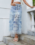 Women’s Mesh Floral Stitching Denim Skirt – Street Hipster Cake Dress