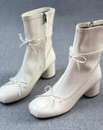 Women's Ballet-Inspired White Booties - Chunky Heel Side-Zip Ankle Boots (Sizes 35-39)