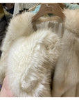 🧥 Women’s Mid-Length Fox Fur Coat – Timeless Elegance | 3D Embossed Pattern | S/M/L