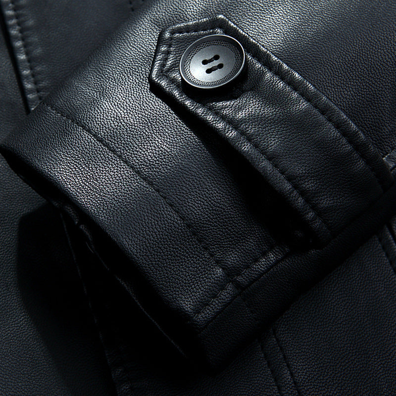 Men’s Genuine Sheepskin Leather Coat – Removable Liner Premium Black Jacket