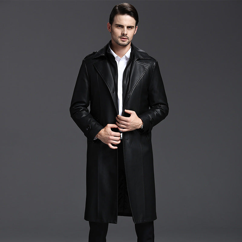Men’s Genuine Sheepskin Leather Coat – Removable Liner Premium Black Jacket