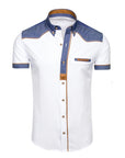 Men’s Professional Plus-Size Short-Sleeve Shirt – British Style Slim-Fit Color-Matching Design