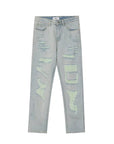 🔥 Men's High Street Ripped Jeans – Light Blue Straight Leg Vintage Denim