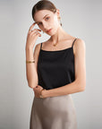 Women 100% Mulberry Silk Sleeveless Camisole Top – Satin Loose Fit Elegant Solid Color Summer Layering Vest