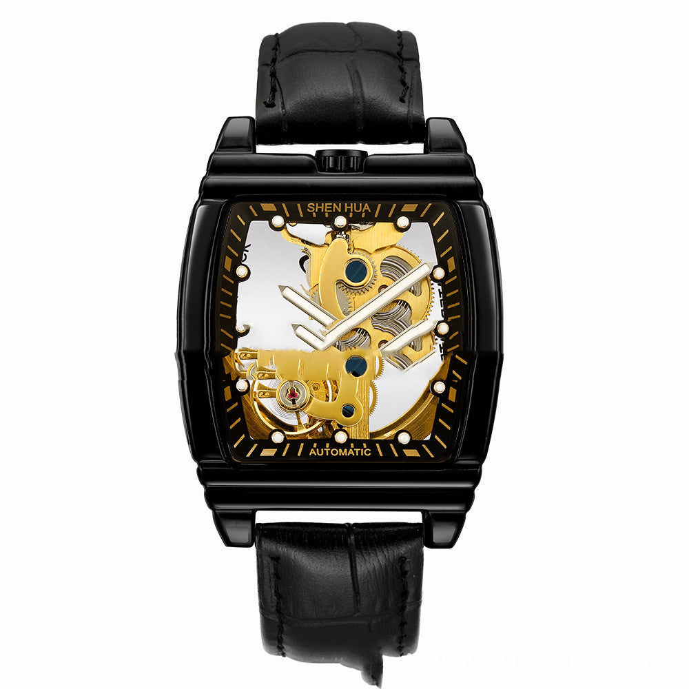 Men's Automatic Mechanical Watch – Barrel-Shaped Luminous Waterproof Chronograph