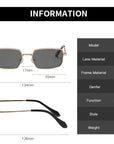 Lunettes de soleil carrées en métal punk pour femmes