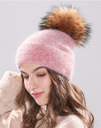 Angola Rabbit Fur Bonnet Girl 's Hat Fall Female Cap