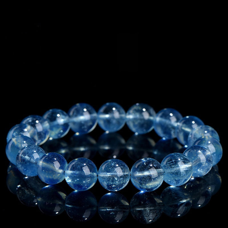 Women’s Natural Icy Mint Blue Ocean Treasure Ball Bracelet - 7A Grade Crystal Beads (4mm/5mm, Hand-Polished, Original Design)