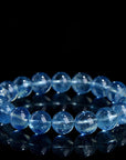 Bracelet pour femme en perles de cristal bleu océan naturel menthe glacée (4 mm/5 mm, poli à la main, design original)