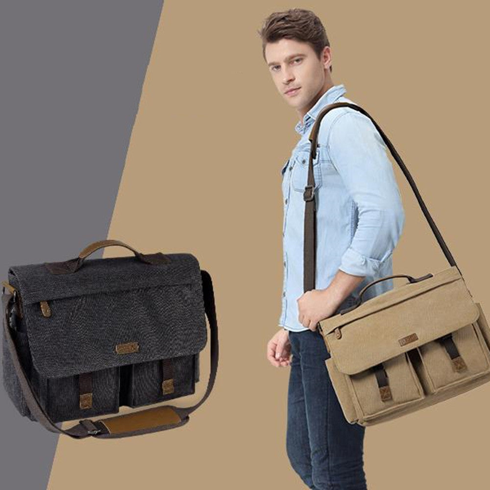 👜 Vintage Men's Shoulder Bag – Frosted PU Leather | Distressed Gray-Camel | Crossbody Styling