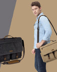 👜 Vintage Men's Shoulder Bag – Frosted PU Leather | Distressed Gray-Camel | Crossbody Styling