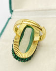 Chrysocolla Copper-plated 18K Gold Ring For Women
