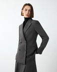 Women’s Gray Double-Breasted Suit Jacket