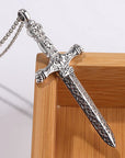 Men’s Silver Sword Pendant – Vintage Geometric Warrior Style