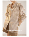 Women’s Striped Loose Long-Sleeve Shirt – Niche Design Early Autumn Cardigan Top