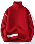 Men’s Velvet Cotton Knitwear Sweater – High Collar Warmth with Casual College Style